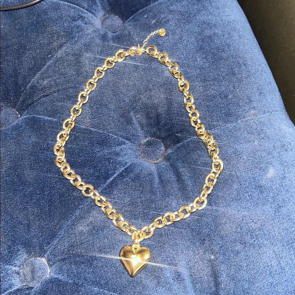 Victoria Secret Gold Heart Pendant Chunky Chain Necklace - Women Jewelry